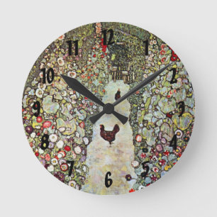 Horloge Ronde Allée de jardin avec poules, Gustav Klimt, Art nou