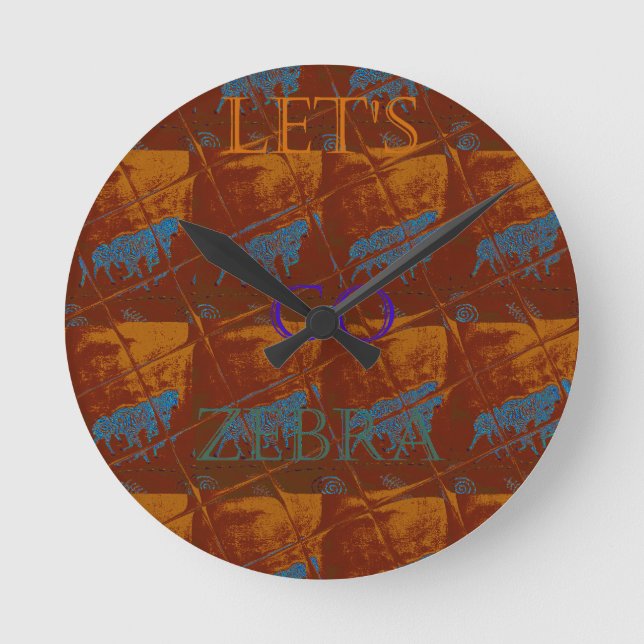 Horloge Ronde Allez Zebra Safari Art Imprimer/Graphique (Recto)