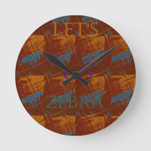 Horloge Ronde Allez Zebra Safari Art Imprimer/Graphique