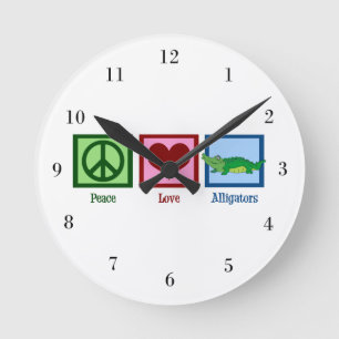 Horloge Ronde Alligators Peace Love