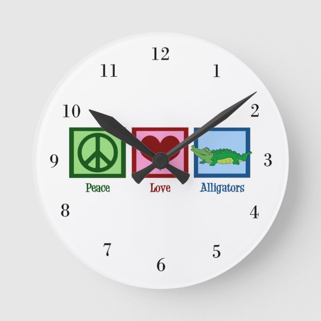 Horloge Ronde Alligators Peace Love (Recto)