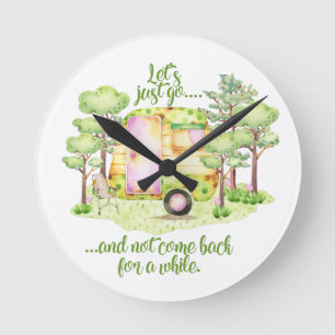 Horloge Ronde "Allons-y" - Retro Camper Caravan