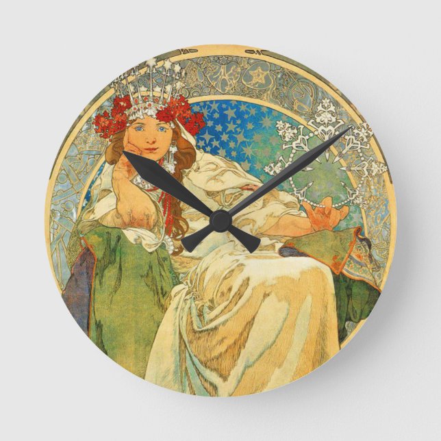 Horloge Ronde Alphonse Mucha Art Nouveau Princesse Hyacinth (Recto)