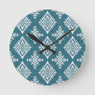 Horloge Ronde Amadora teal Blue Pattern