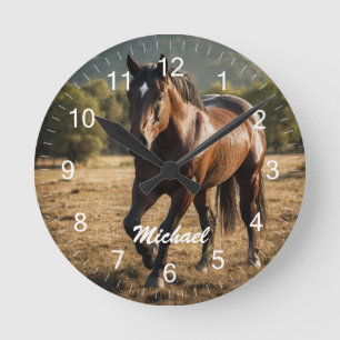 Horloge Ronde Amant de cheval de photo personnalisée moderne ten