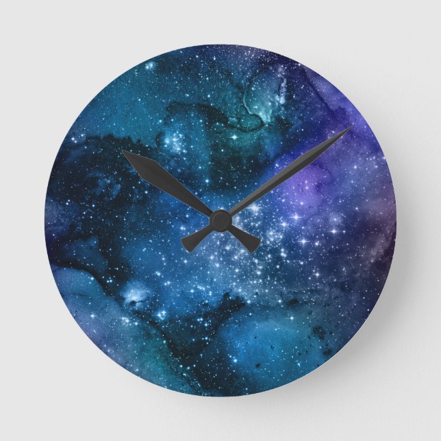 Horloge Ronde Amateurs de galaxie Starry Space Blue Sky White Sp (Recto)