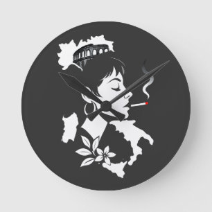 Horloge Ronde Âme italienne : Colisée de Rome minimaliste et Ita