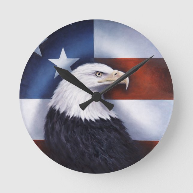 Horloge Ronde Américain Eagle et drapeau (Recto)