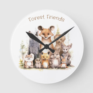 Horloge Ronde Amis de la forêt | Animaux mignons | Pépinière et