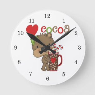 Horloge Ronde Amour de cacao d'ours de fille
