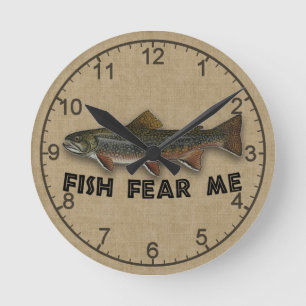 Horloge Ronde Amusant pêcheur poisson me peur
