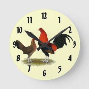 Horloge Ronde Ancien jeu anglais Bantams : BB Red Pair