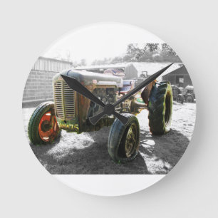 Horloge Ronde Ancienne machinerie agricole Vintage Tracteur