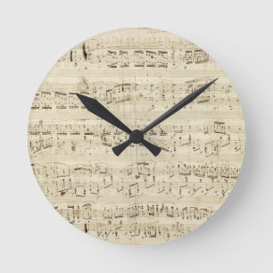 Horloge Ronde Anciennes Notes de Musique - Partition de Chopin