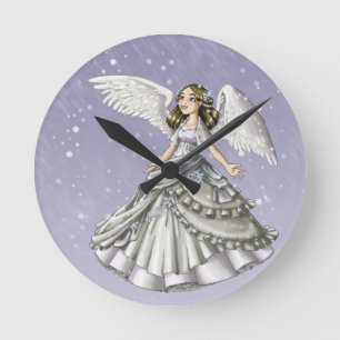 Horloge Ronde Ange de neige
