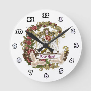 Horloge Ronde Ange des Roses 