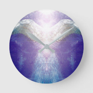 Horloge Ronde Ange violet argenté