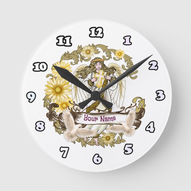 Horloge Ronde Angel de croix de marguerite (Recto)
