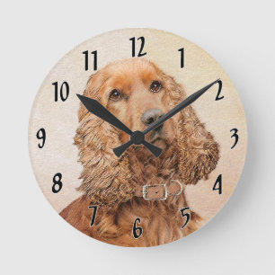 Horloge Ronde Anglais Cocker Peinture Espagnole - Art Chien orig