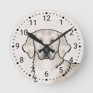 Horloge Ronde Anglais Crème Golden Retriever Chien Tête Portrait