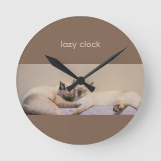 Horloge Ronde Animaux Chats Siamois