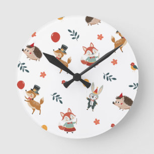 Horloge Ronde Animaux de fête
