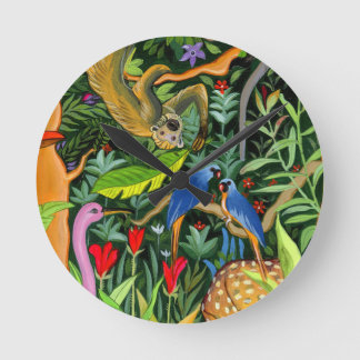 Horloge Ronde Animaux fantaisistes de la forêt d'art