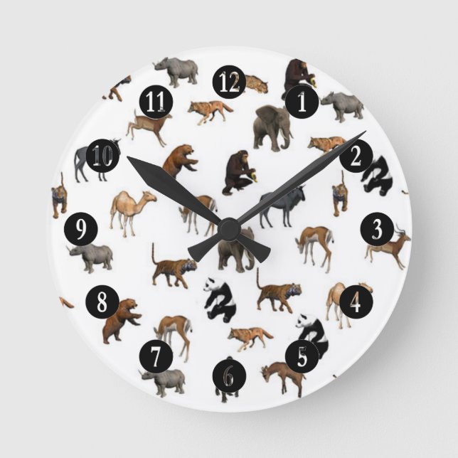 Horloge Ronde Animaux sauvages (Recto)