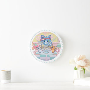 Horloge Ronde Anime Tom, Jerry et Tuffy Dessert Parlor
