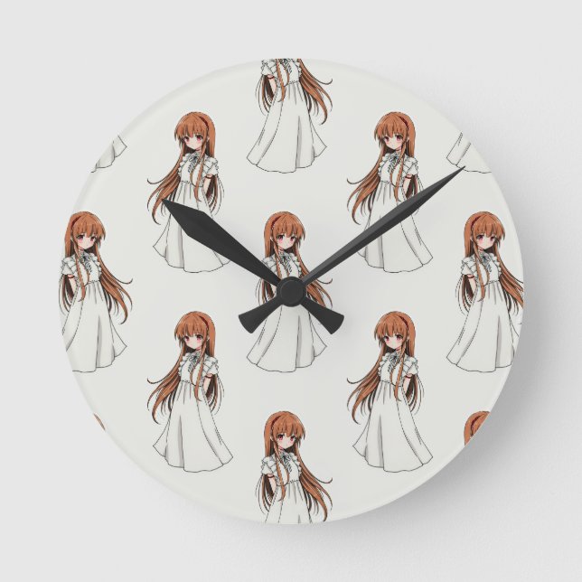 Horloge Ronde Anime Weeb Girl Manga Design Motif (Recto)