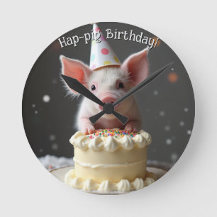 Horloge Ronde Anniversaire du cochon de Hap