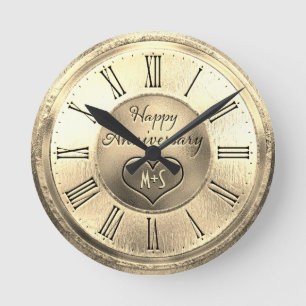 Horloge Ronde Anniversaire du Mariage d'or
