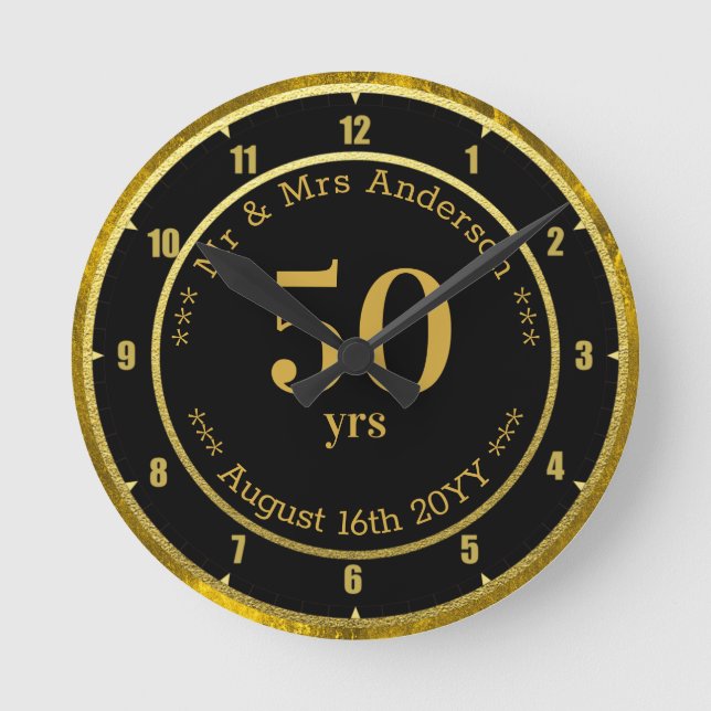 Horloge Ronde Anniversaire mariage / Retraite personnalisée (Recto)