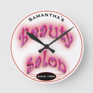 Horloge Ronde Any Pink Glow on White Beauty Salon.