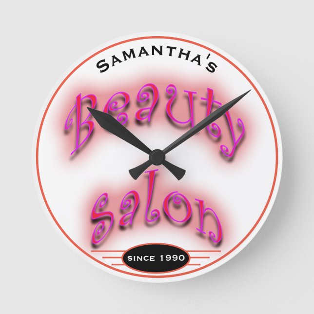 Horloge Ronde Any Pink Glow on White Beauty Salon. (Recto)
