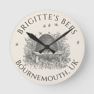 Horloge Ronde Apiary Business Beekeeper Clock (ivoire Skep)