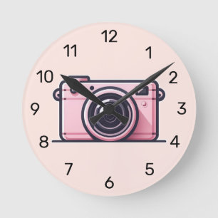 Horloge Ronde Appareil Photo Instantané Rose Tendance Shooting P