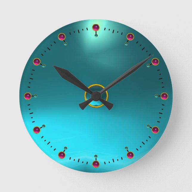 HORLOGE RONDE AQUA BLUE TEAL GEM STONE (Recto)