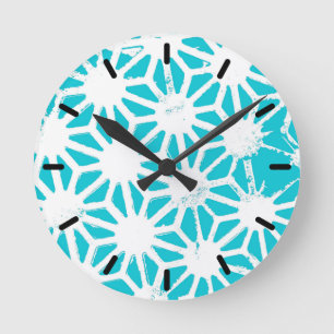 Horloge Ronde Aqua geometric pattern