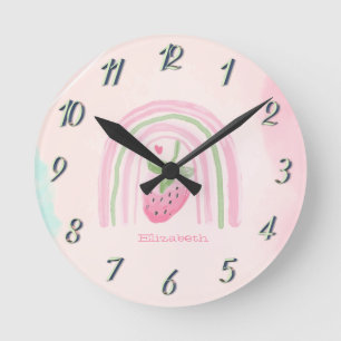 Horloge Ronde Aquarelle Arc-en-ciel