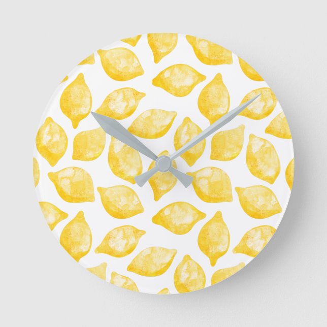 Horloge Ronde Aquarelle Citron Motif (Recto)