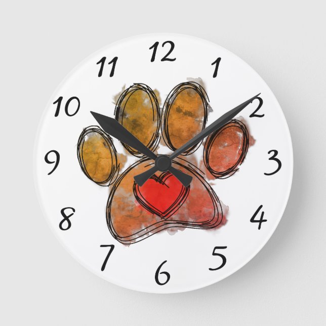 Horloge Ronde Aquarelle couleur Amoureux des chiens Dessin (Recto)