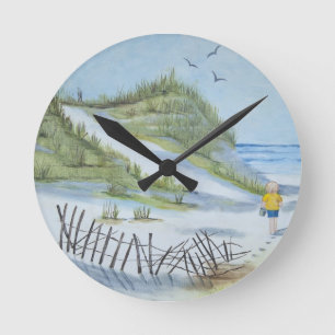 Horloge Ronde Aquarelle de plage