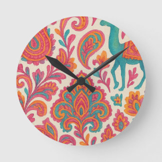 Horloge Ronde aquarelle de style bohème de style bohème