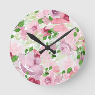 Horloge Ronde Aquarelle florale 2