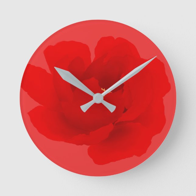 Horloge Ronde Aquarelle Florale Crimson Peony rouge (Recto)