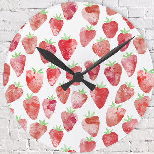 Horloge Ronde Aquarelle fraise
