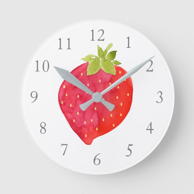 Horloge Ronde Aquarelle fraise (Recto)