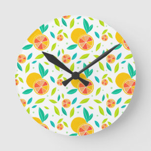 Horloge Ronde Aquarelle Motif Oranges sucrées