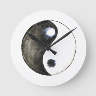 Horloge Ronde aquarelle peinture symbole yin yang